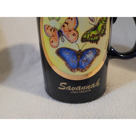 New Butterfly Chokin Savannah Georgia Blue Pottery Gold - Picture 7 of 8